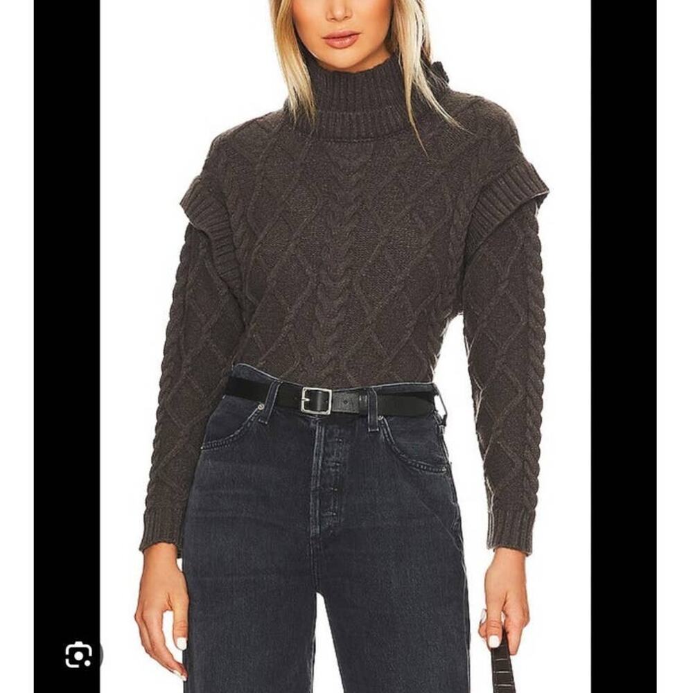 Central Park West Tiegen Cables Sweater Size Small Color: Charcoal